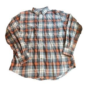 Izod Men's Plaid Shirt - Orange and Blue